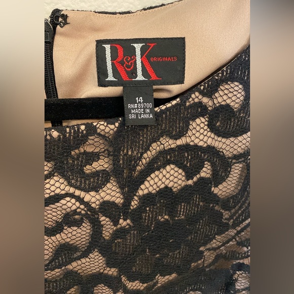 R&K Black Lace Dress with Nude underlay. Size 14. - Picture 3 of 8